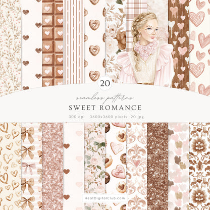Sweet Romance - Valentine's Day Bakery Clipart, Romantic Baking Illustrations, Love  | 110 PNG/JPEG