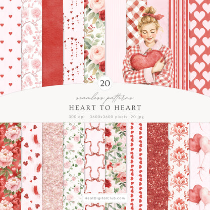 Heart to Heart - Valentine's Day Clipart, Cute Animals, Hearts, Bows, Romantic Love | 115 PNG/JPEG