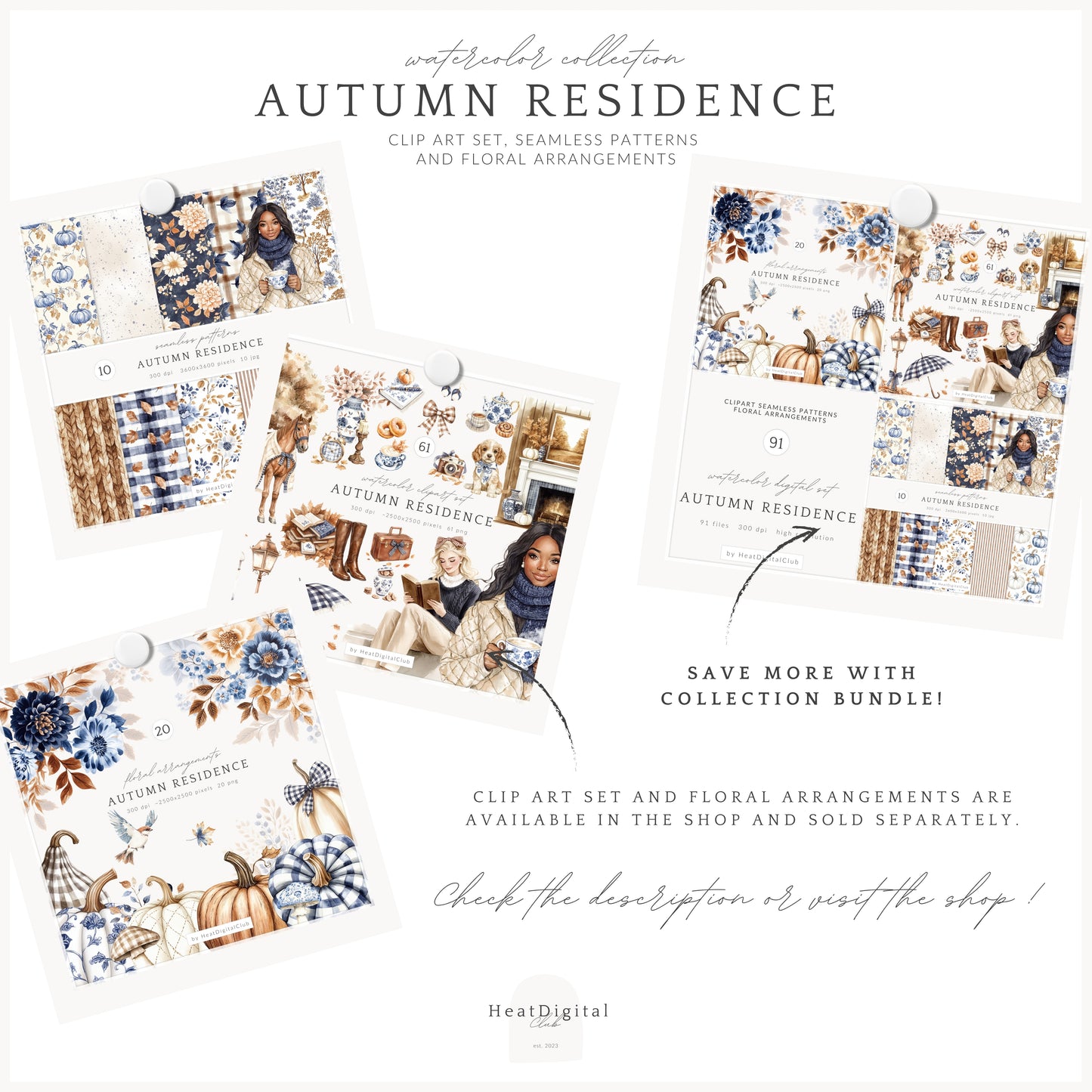 Autumn Residence - Seamless Patterns, Elegant Autumn, Grandmillennial Fall | 10 JPEG