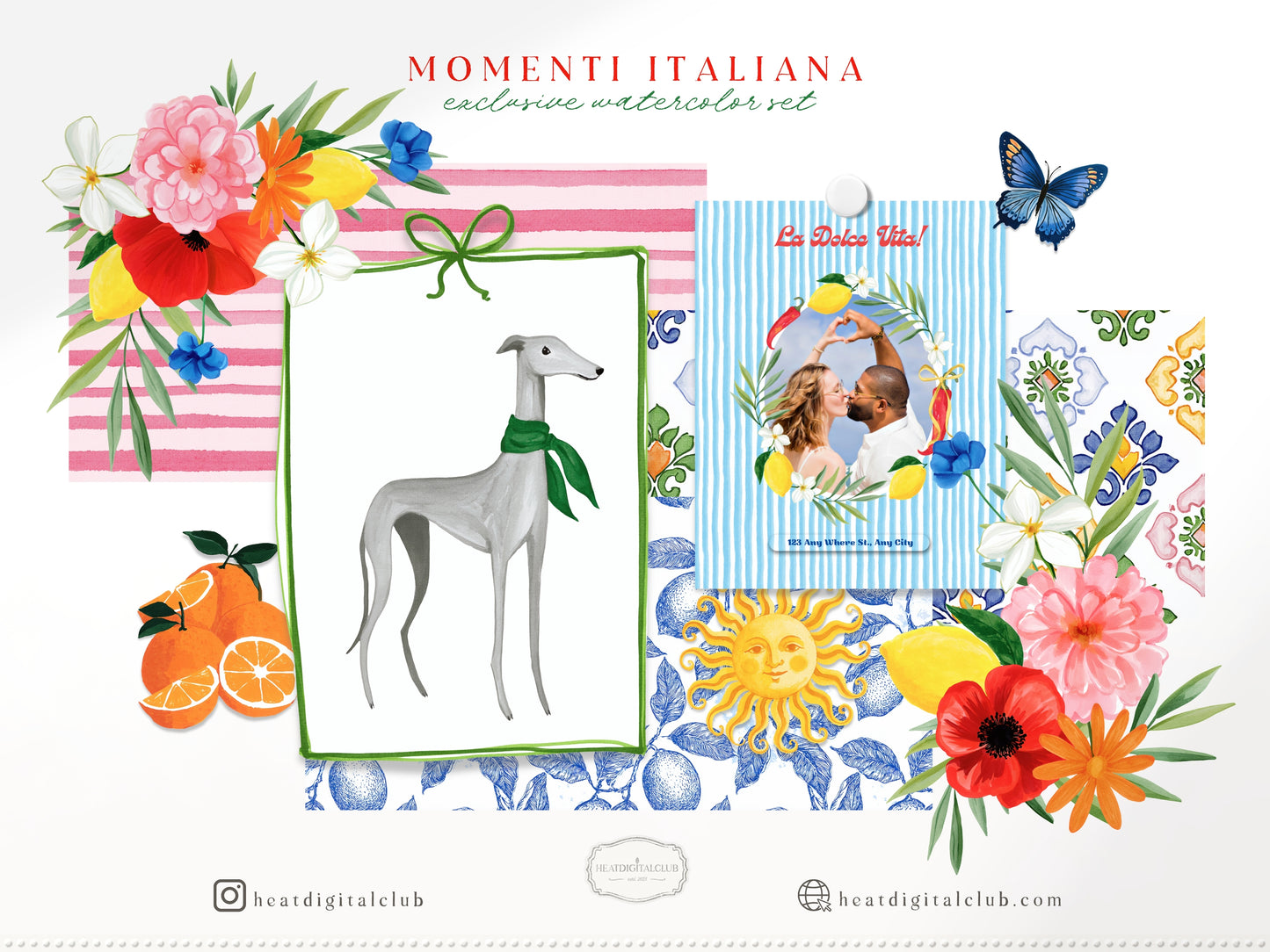 Momenti Italiana -Clipart, Mediterranean Summer, Lemon Italy, Coastal Vacation Elements, Italian Aesthetic, Dolce Vita | 111 PNG/JPEG