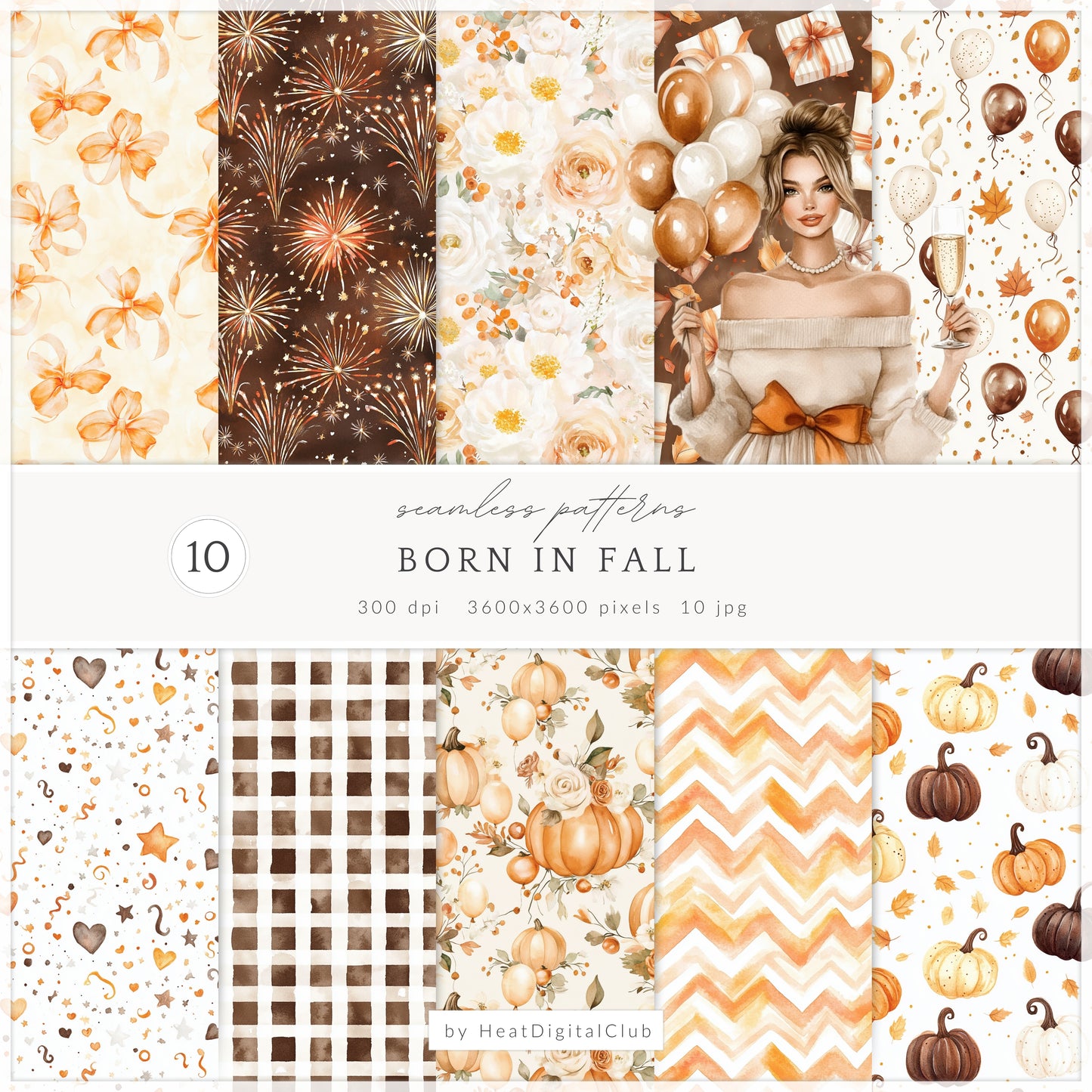 Born In Fall - Collection Bundle, Birthday Girl, Autumn, Cakes & Gifts, Birthday | 82 PNG/JPEG