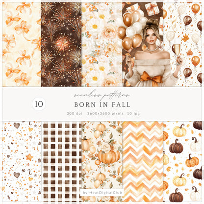 Born In Fall - Collection Bundle, Birthday Girl, Autumn, Cakes & Gifts, Birthday | 82 PNG/JPEG