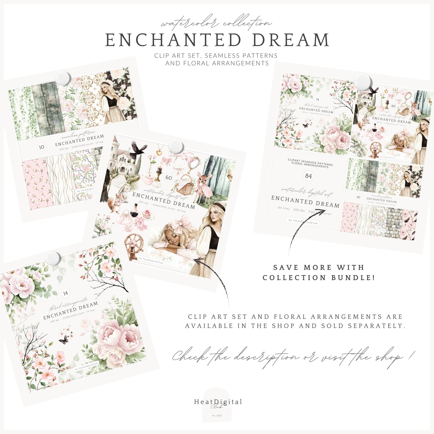 Enchanted Dream - Rose Patterns, Castle Texture | 10 JPEG