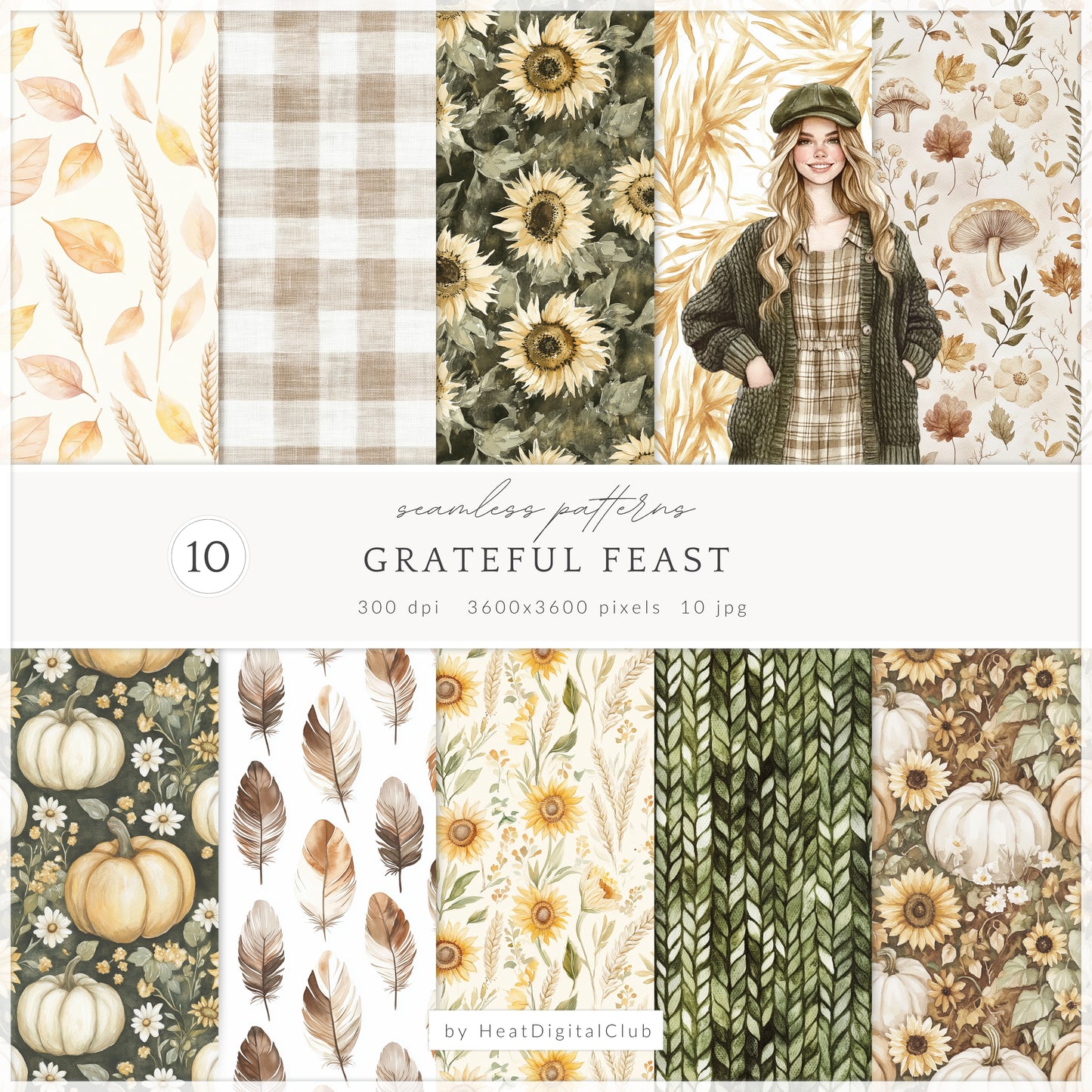 Grateful Feast - Collection Bundle, Thanksgiving Day, Autumn Harvest, Fall | 98 PNG/JPEG