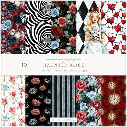 Haunted Alice - Collection Bundle, Halloween, Gothic Wonderland | 90 PNG/JPEG