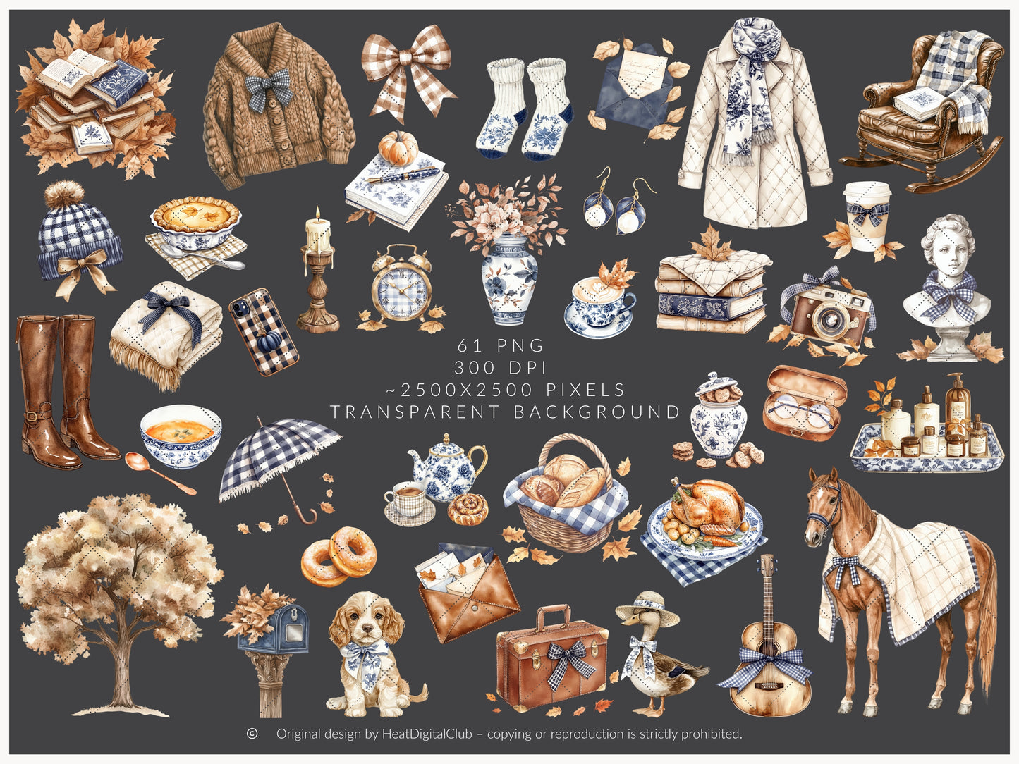 Autumn Residence -  Elegantl Clipart, Grandmillennial Fall Clipart | 61 PNG