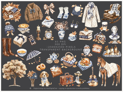 Autumn Residence -  Elegantl Clipart, Grandmillennial Fall Clipart | 61 PNG