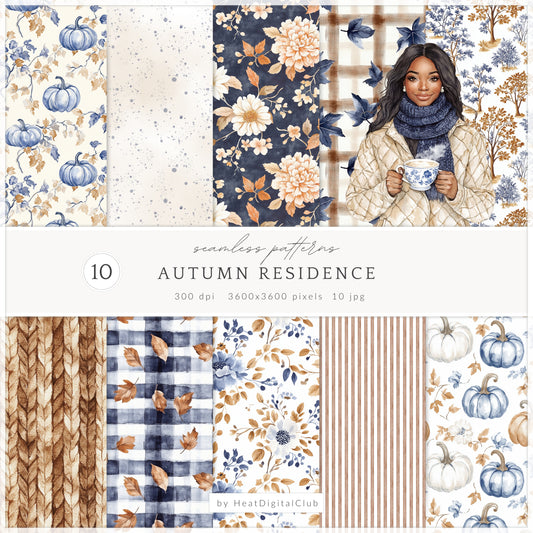 Autumn Residence - Seamless Patterns, Elegant Autumn, Grandmillennial Fall | 10 JPEG