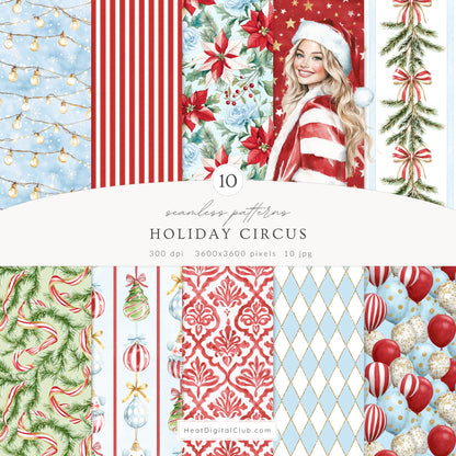 Holiday Circus - Collection Clipart Bundle, Christmas, Festive Animals, Carnival  | 92 PNG/JPEG