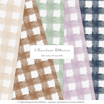 Birthday Woods - Seamless Patterns, Woodland Gingham Polka Dot Stripes | 31 JPEG