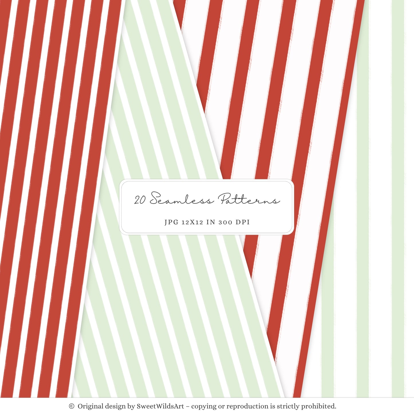 Goosemas Joy - Christmas Seamless Patterns, Polka Dot, Stripes, Gingham Plaid | 20 JPEG