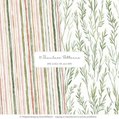 Goose Farm - Seamless Patterns, Plaid, Country Pumpkin, Sunflowers | 10 JPEG