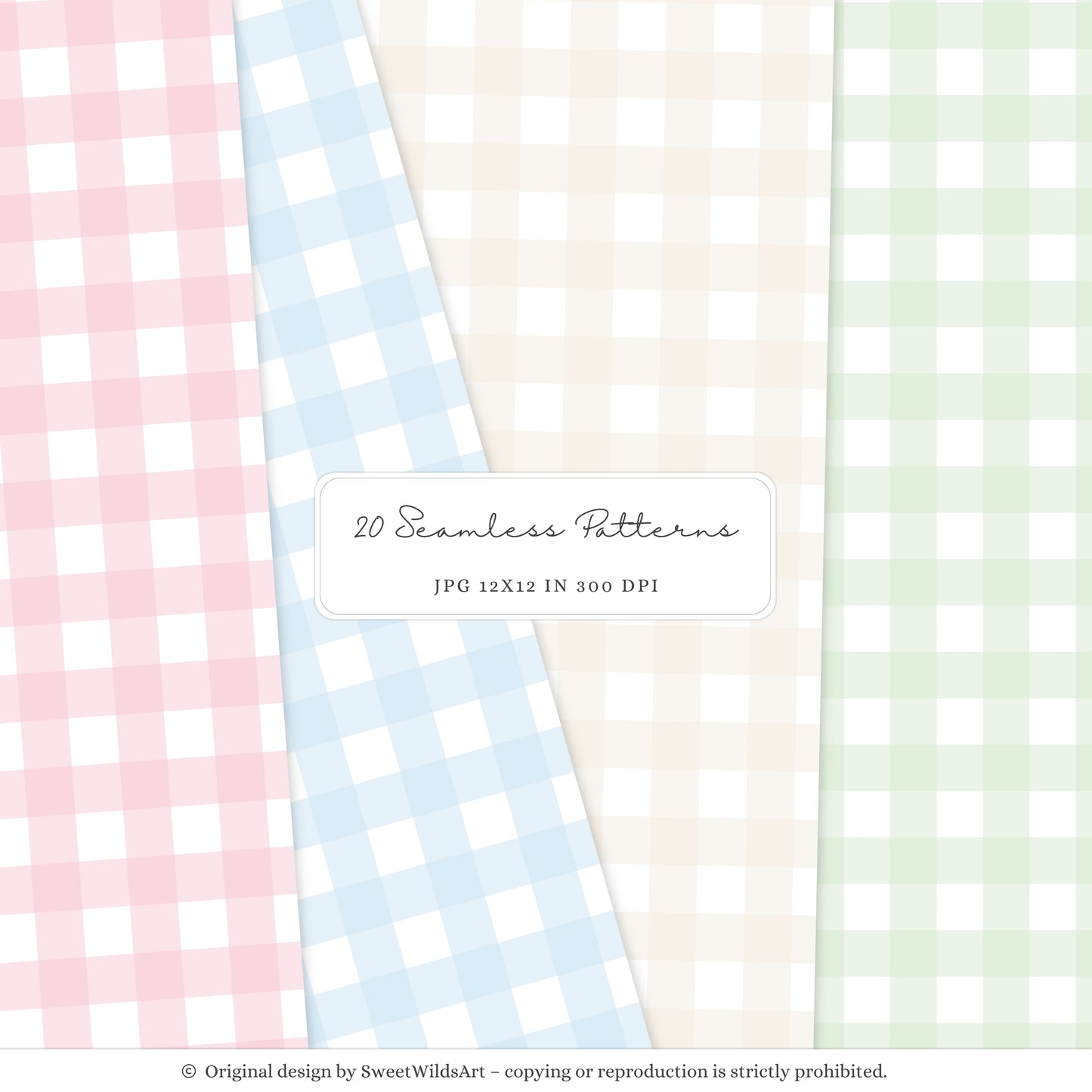 Drawing Party - Seamless Patterns, Kids Gingham Polka Dot Striped | 20 JPEG