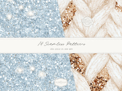 Gentle Fall - Seamless Patterns, Neutral Autumn Patterns, Cozy Watercolor Patterns, Rainy Autumn | 14 JPEG