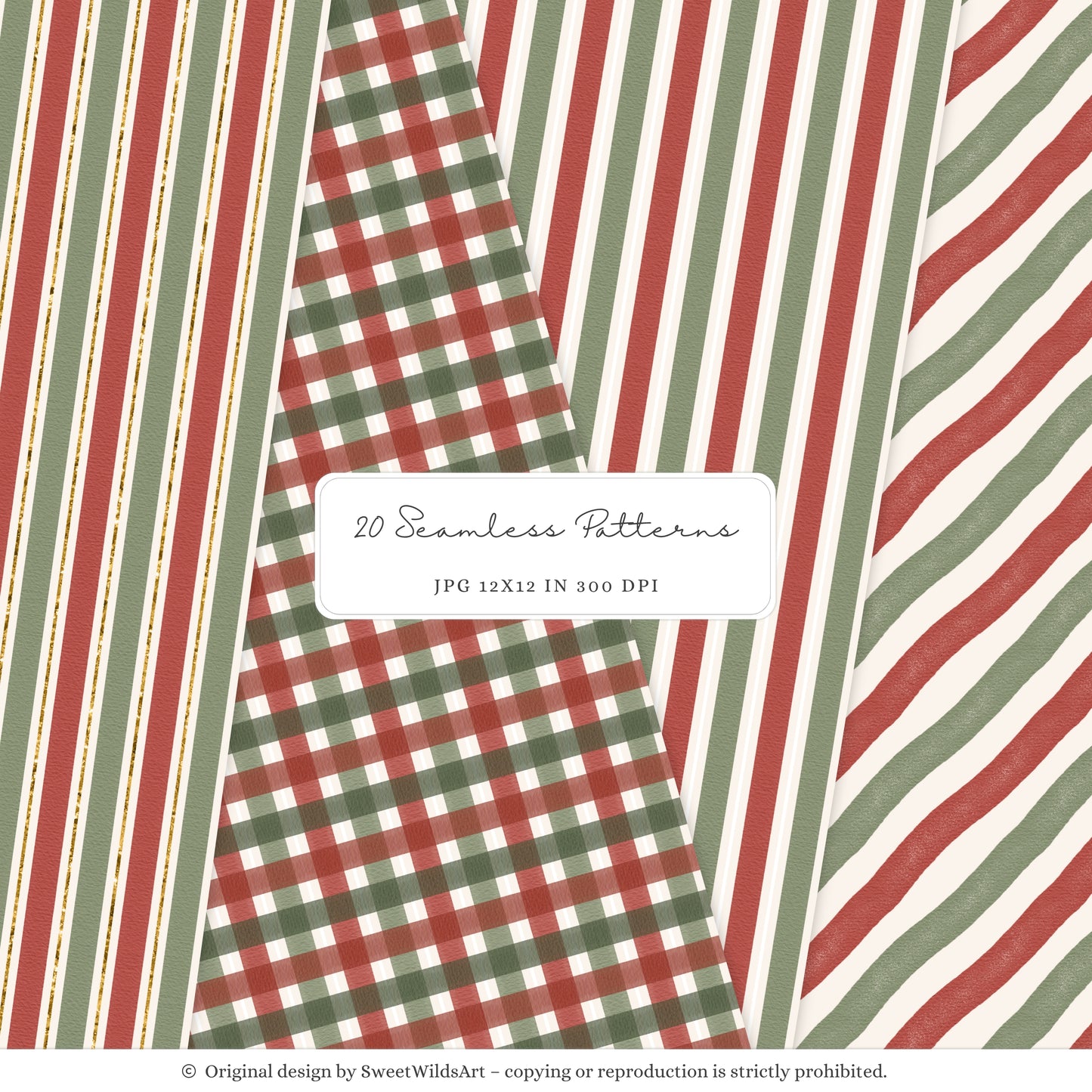 Holiday Classics - Christmas Seamless Patterns, Tartan Classic, Cozy Festive | 20 JPEG