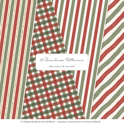 Holiday Classics - Christmas Seamless Patterns, Tartan Classic, Cozy Festive | 20 JPEG