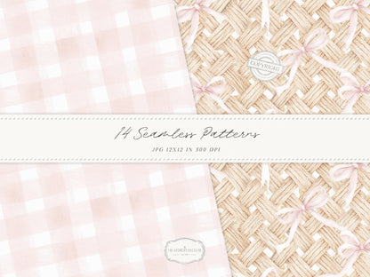 Easter Blush - Seamless Patterns, Chinoiserie Spring, Elegant Light Pink Floral | 14 JPEG