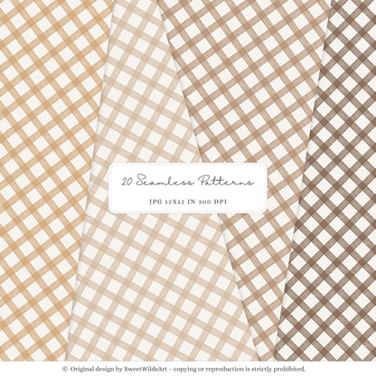 Autumn Season - Seamless Patterns, Cozy Fall, Pumpkins, Leaves, Knits, Plaid | 20 JPEG