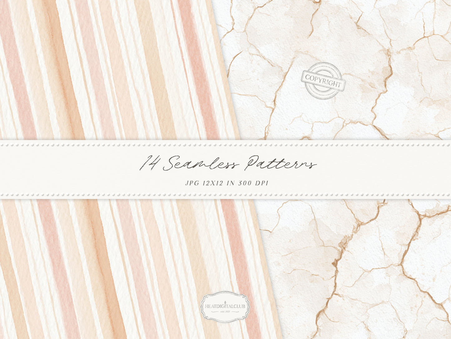 Grapefruit Breeze - Summer Seamless Patterns, Beach, Citrus, Mint Green Pattern, Coastal | 14 JPEG