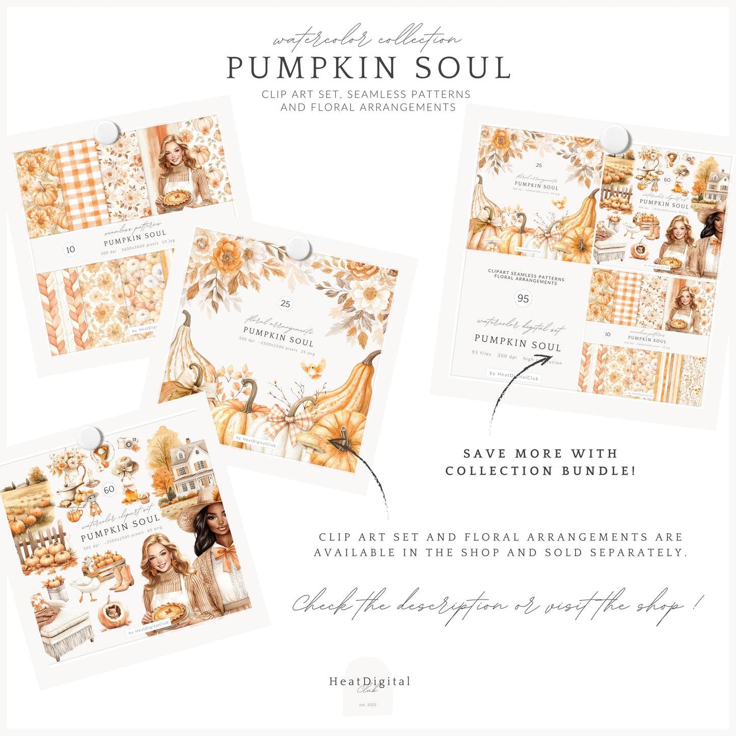 Pumpkin Soul - Seamless Patterns, Fall, Cozy Autumn |10 JPEG