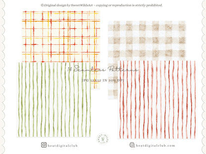 Dolce Classics - Italian Seamless Patterns, Italian Lemon Tile, Dolce Vita Backgrounds, Gingham Stripe | 14 JPEG