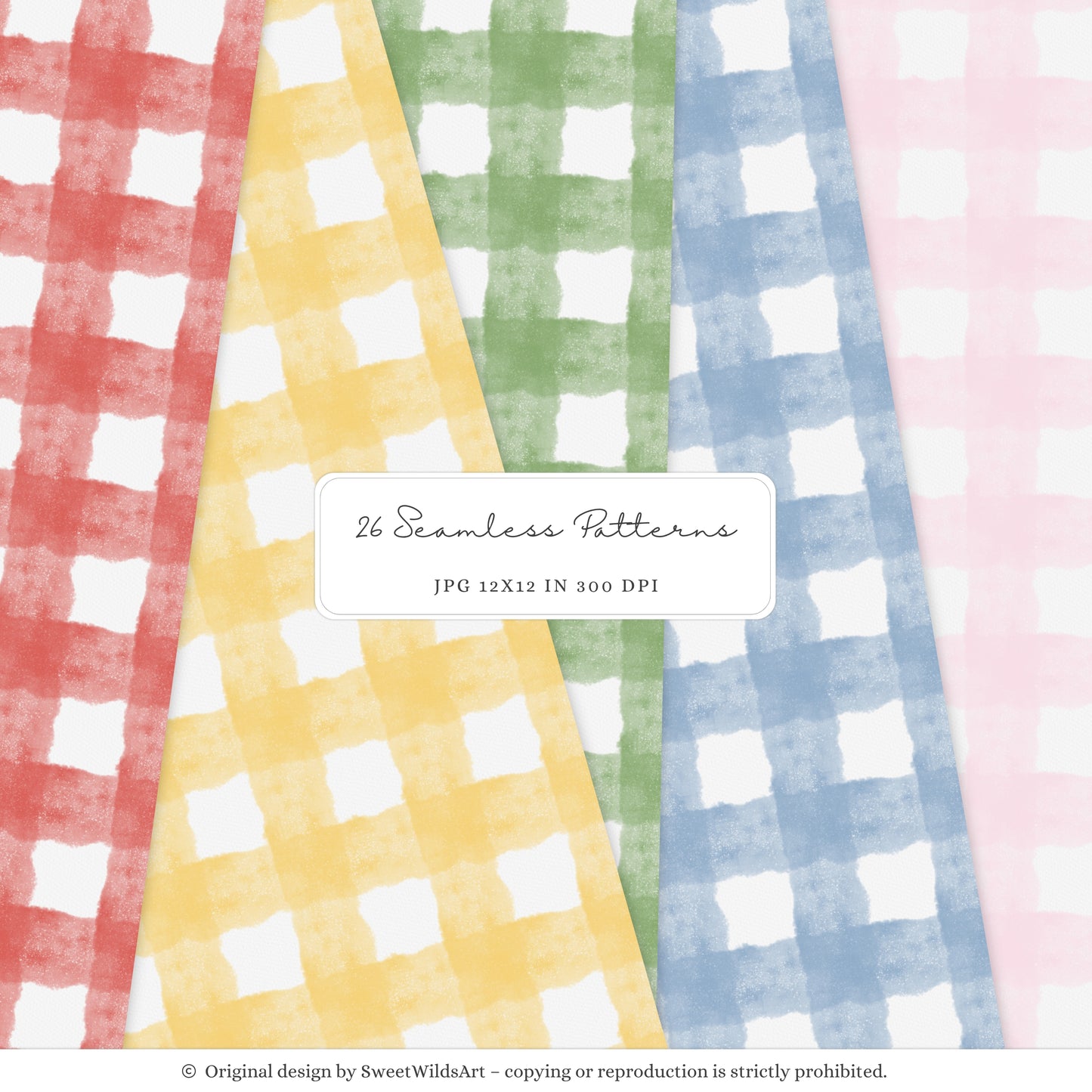Birthday Barn - Seamless Patterns, Colorful Gingham Stripes Polka Dot | 26 JPEG