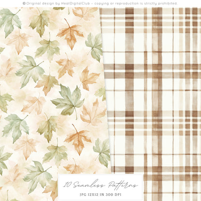 September End - Seamless Patterns, Autumn, Fall, Pumpkin, Knitted | 10 JPEG