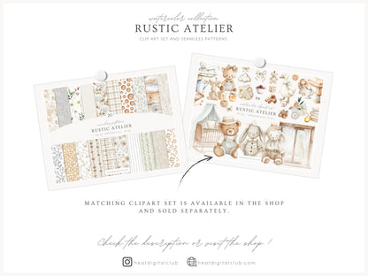 Rustic Atelier - Seamless Patterns, Neutral Floral , Cottagecore, Country, French Rustic | 20 JPEG
