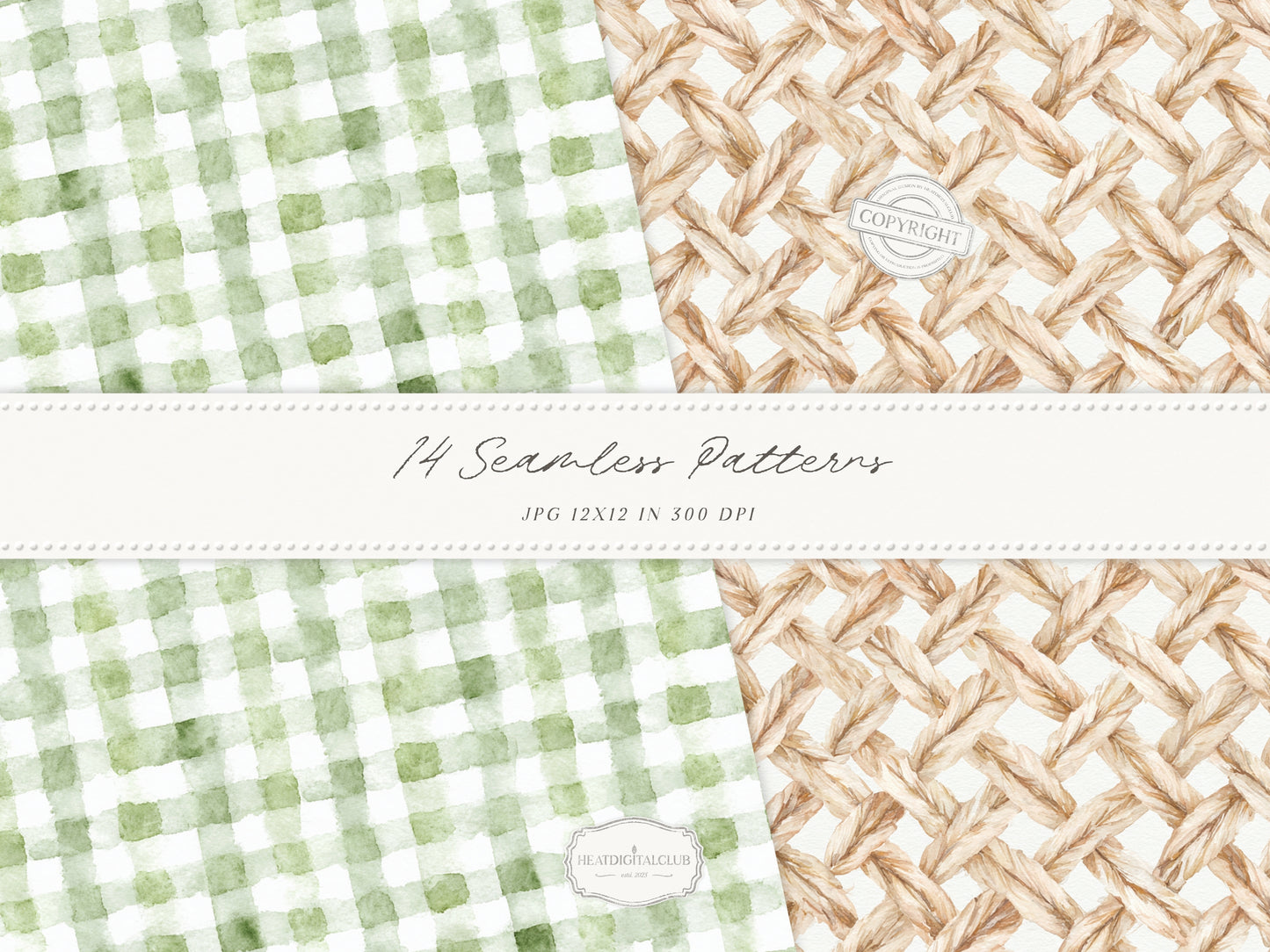Easter Elegance - Seamless Patterns, Chinoiserie Spring, Elegant Hydrangeas | 14 JPEG