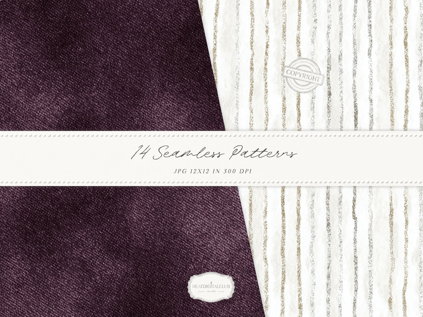 Day & Midnight - Seamless Patterns, Romantic Ivory Dark Floral Patterns, Velvet, Lace, Stars and Peony | 14 JPEG