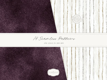 Day & Midnight - Seamless Patterns, Romantic Ivory Dark Floral Patterns, Velvet, Lace, Stars and Peony | 14 JPEG