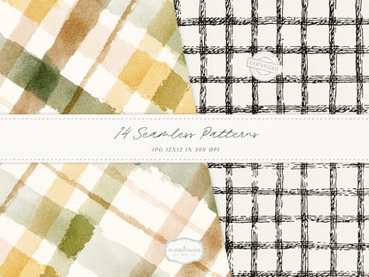 Beloved Fall - Autumn Seamless Patterns, Pumpkin Pattern, Neutral Fall Patterns, Cottage Fall | 14 JPEG