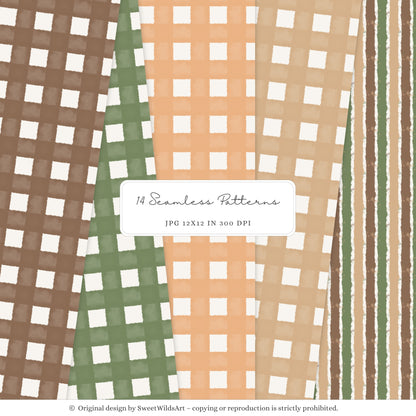 Autumn Woods - Seamless Patterns, Cozy Woodland, Fall Forest Patterns | 14 JPEG