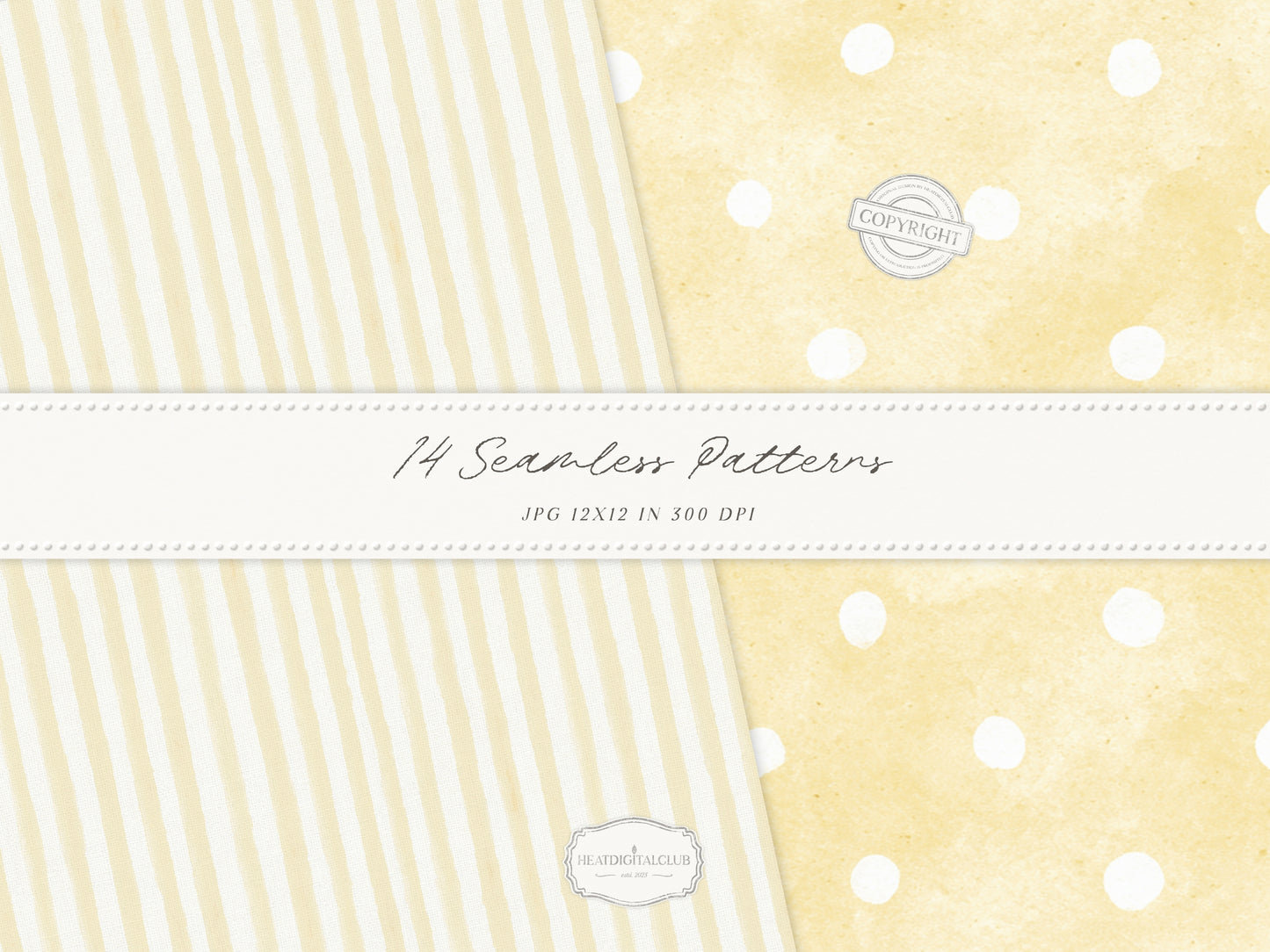Summer Aperitivo - Seamless Patterns, Italian Citrus Patterns, Lemon Toile Floral Stripe Gingham | 14 JPEG