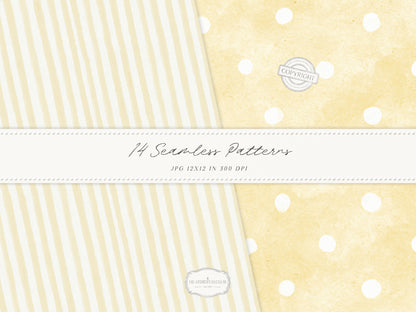 Summer Aperitivo - Seamless Patterns, Italian Citrus Patterns, Lemon Toile Floral Stripe Gingham | 14 JPEG