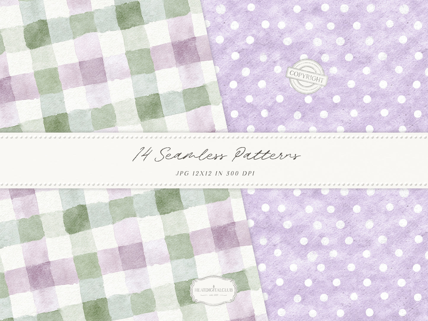 Pistachio Lavender - Seamless Patterns, French Countryside, Lavender Floral Digital Paper, Spring | 14 JPEG