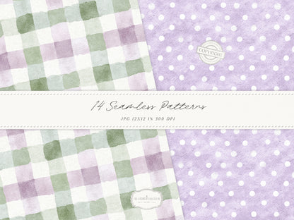 Pistachio Lavender - Seamless Patterns, French Countryside, Lavender Floral Digital Paper, Spring | 14 JPEG