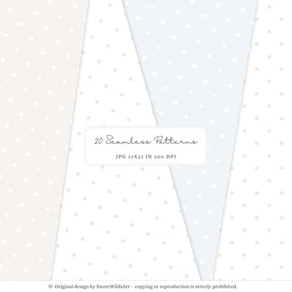 Winter Geese - Winter Seamless Patterns, Soft Blue Beige Plaid, Stripes | 20 JPEG