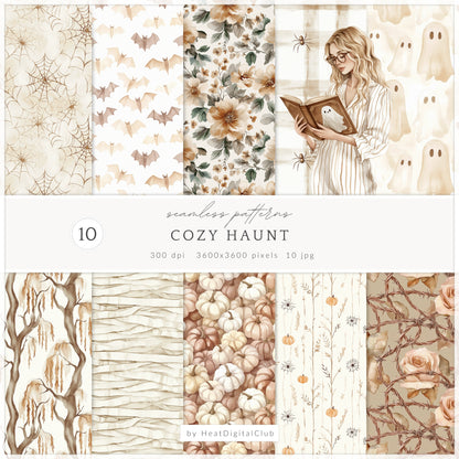 Cozy Haunt - Collection Bundle, Neutral Halloween Clipart, Autumn Ghost | 95 PNG/JPEG