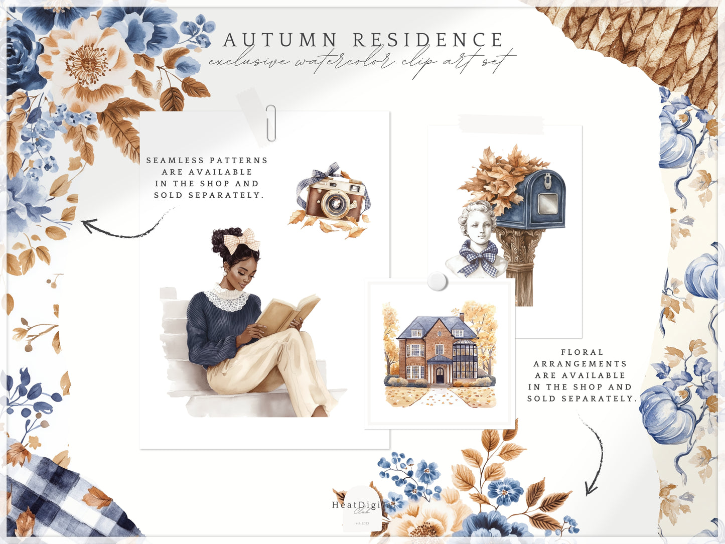 Autumn Residence -  Elegantl Clipart, Grandmillennial Fall Clipart | 61 PNG