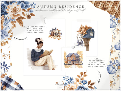 Autumn Residence -  Elegantl Clipart, Grandmillennial Fall Clipart | 61 PNG