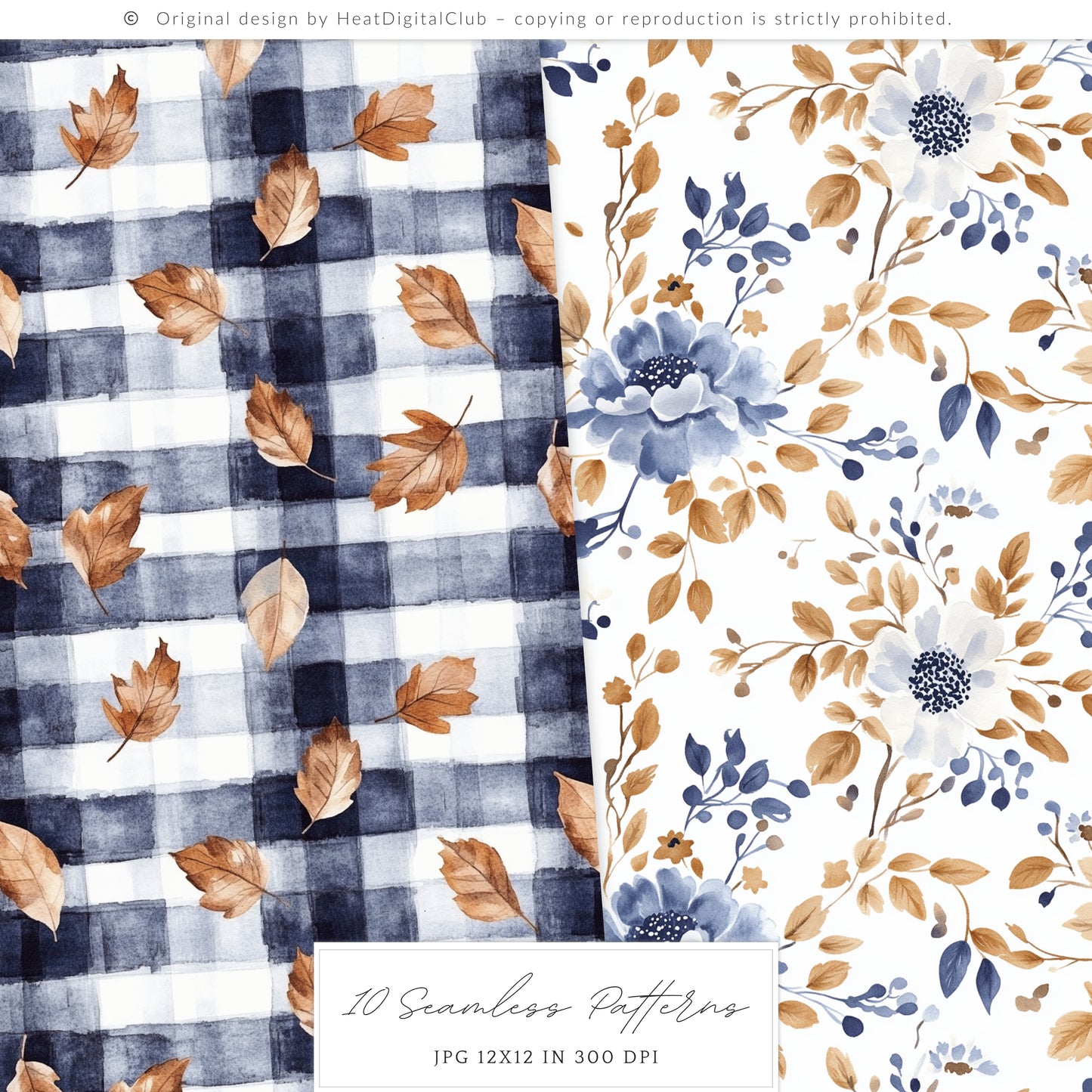 Autumn Residence - Seamless Patterns, Elegant Autumn, Grandmillennial Fall | 10 JPEG