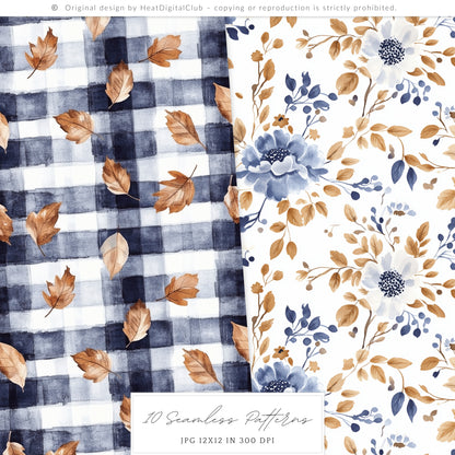 Autumn Residence - Seamless Patterns, Elegant Autumn, Grandmillennial Fall | 10 JPEG