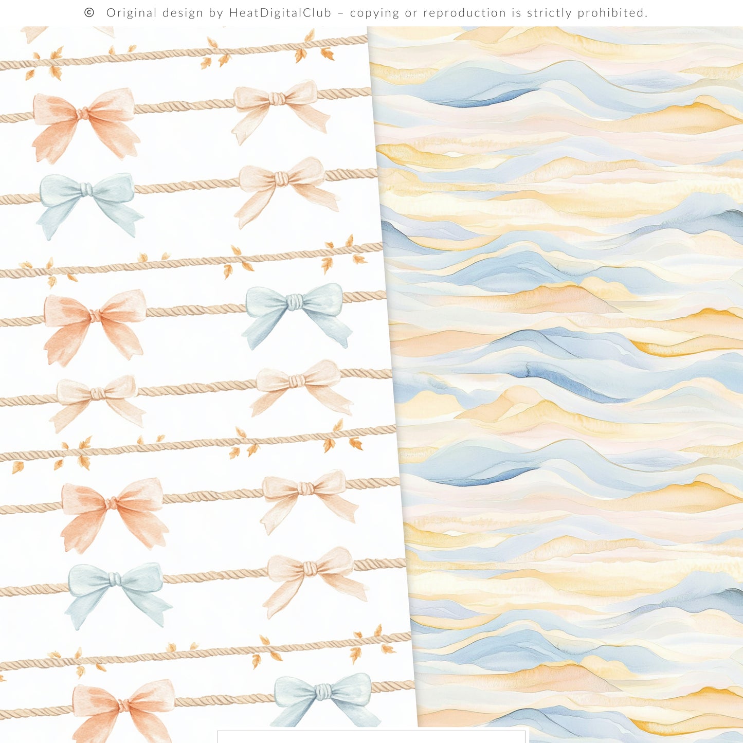 Autumn Shore - Seamless Patterns, Coastal Fall, Blue Orange Pumpkin | 10 JPEG