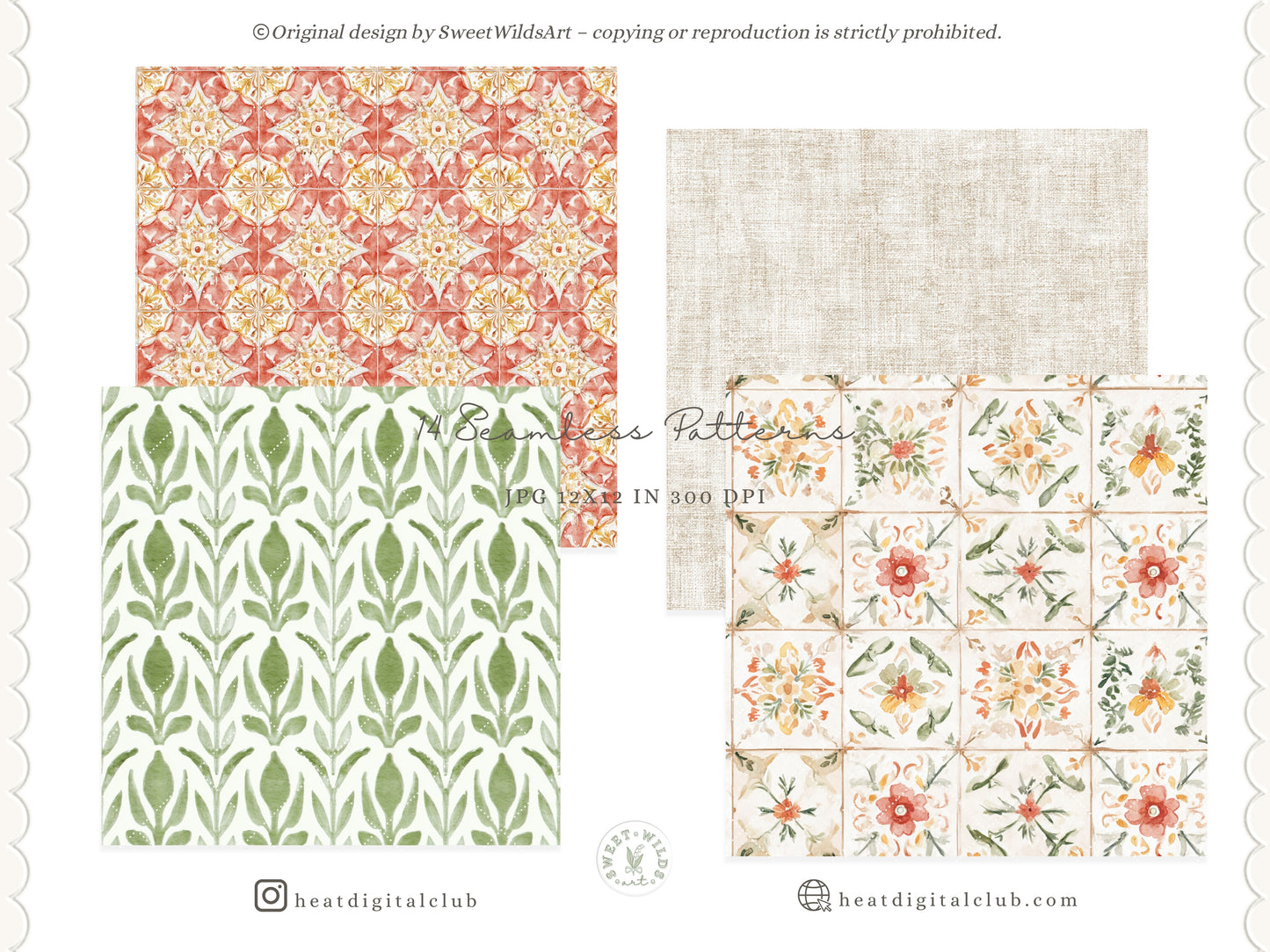 Dolce Classics - Italian Seamless Patterns, Italian Lemon Tile, Dolce Vita Backgrounds, Gingham Stripe | 14 JPEG