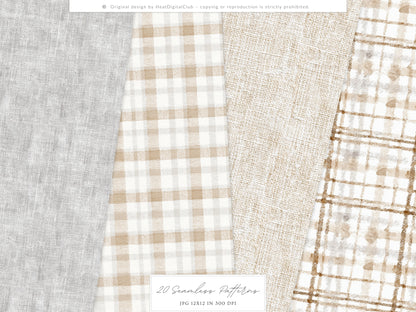 Rustic Atelier - Seamless Patterns, Neutral Floral , Cottagecore, Country, French Rustic | 20 JPEG