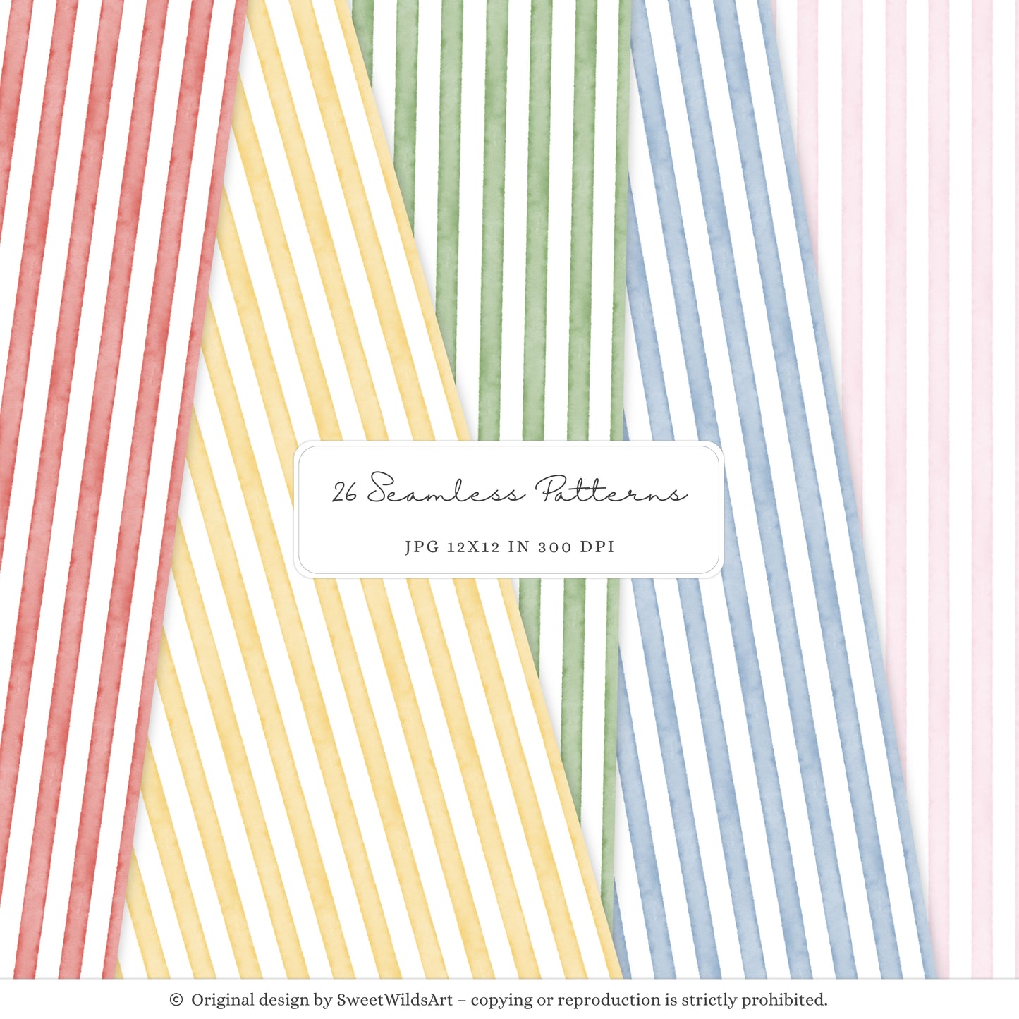 Birthday Barn - Seamless Patterns, Colorful Gingham Stripes Polka Dot | 26 JPEG