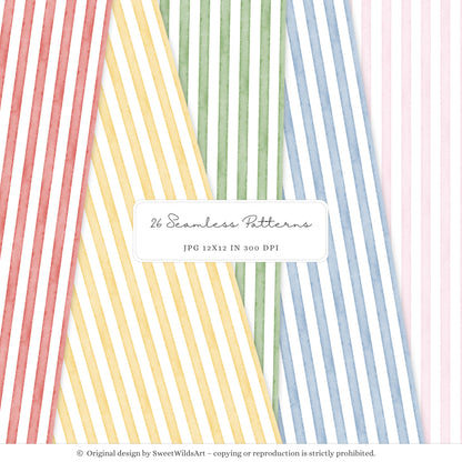 Birthday Barn - Seamless Patterns, Colorful Gingham Stripes Polka Dot | 26 JPEG