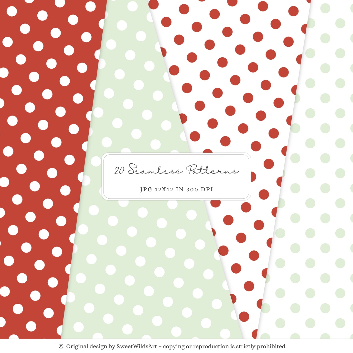 Goosemas Joy - Christmas Seamless Patterns, Polka Dot, Stripes, Gingham Plaid | 20 JPEG