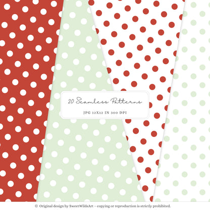 Goosemas Joy - Christmas Seamless Patterns, Polka Dot, Stripes, Gingham Plaid | 20 JPEG